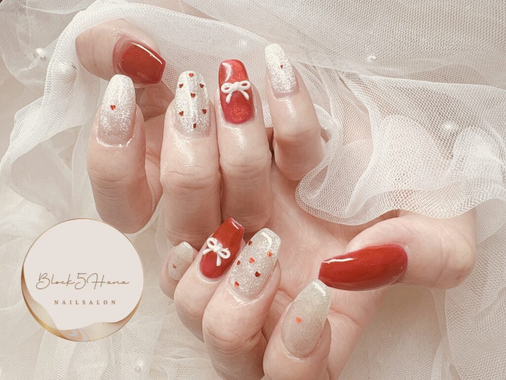 Nail No.3552【ワンポイントリボン マグネットネイル】