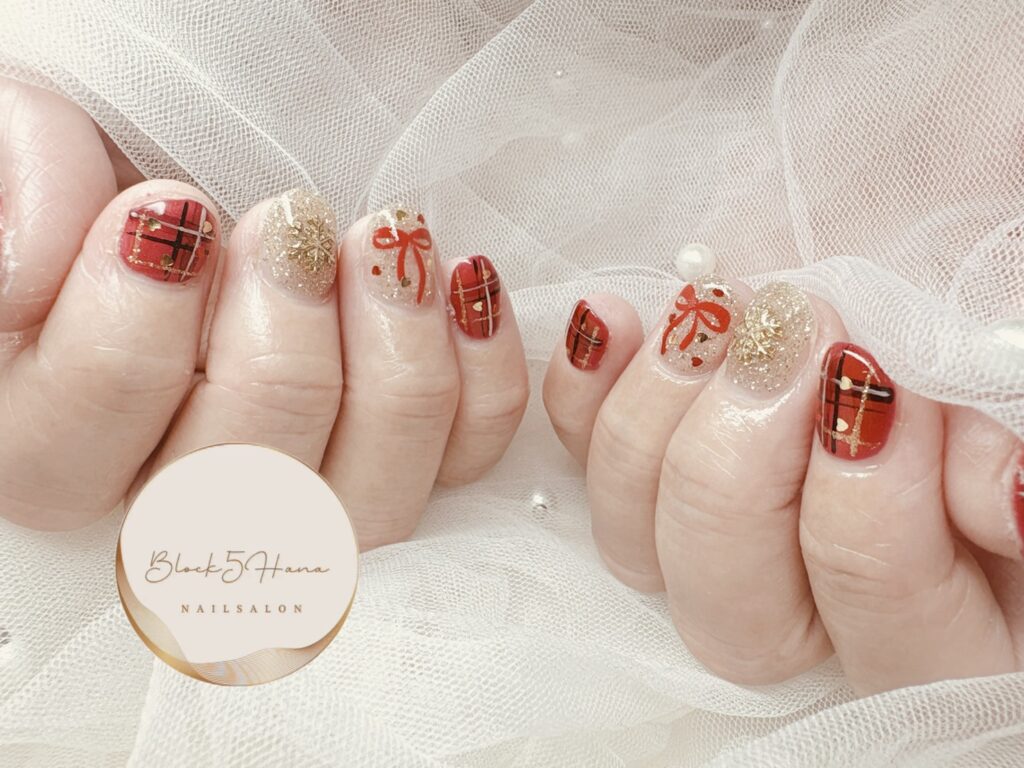 Nail No.3558【クリスマスショートネイル】