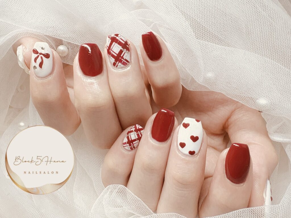 Nail No.3589【キュートさを詰め込んだチェックネイル】