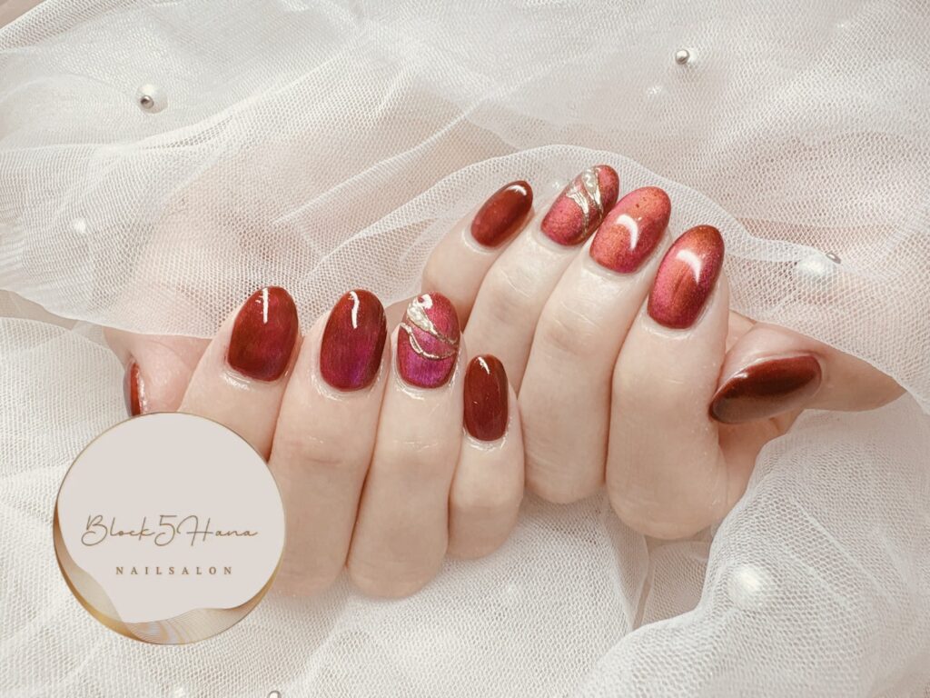 Nail No.3591【冬にやりたい赤マグネット】