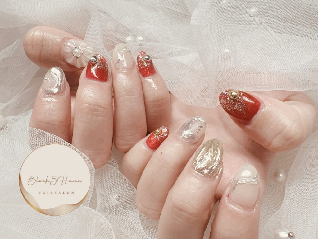 Nail No.3593【振袖に合わせて 成人式華やかネイル】