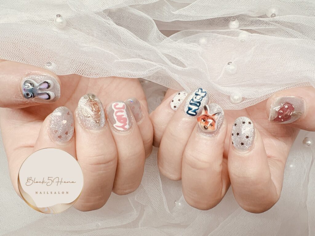 Nail No.3595【ズートピアのポップな3Dネイル】