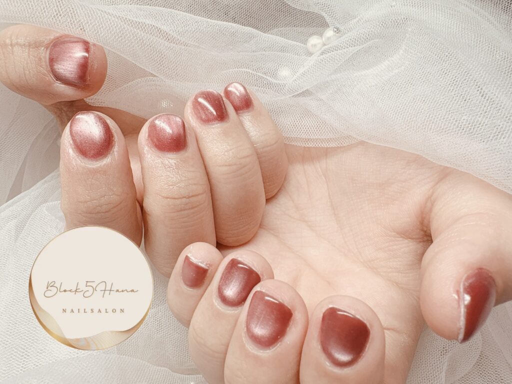 Nail No.3598【ワインレッドのマグネットネイル】