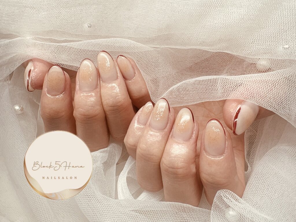 Nail No.3620【ボルドーのスキニーフレンチ】