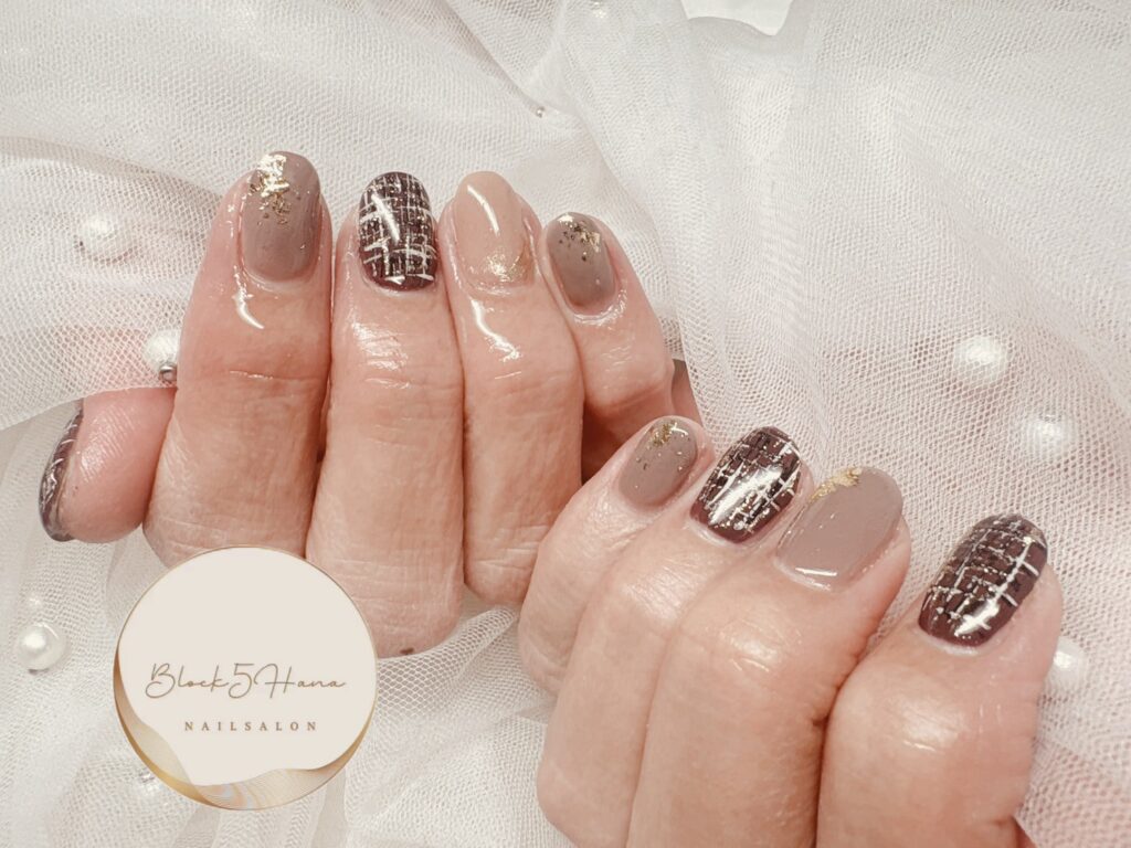 Nail No.3648【ブラウン ツィードネイル】