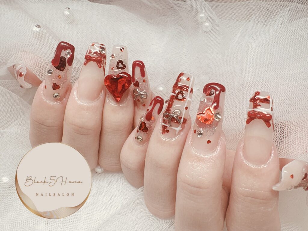 Nail No.3675【バレンタインのデザインスカルプ】