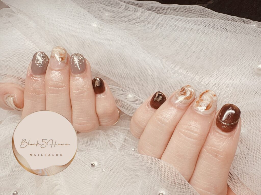 Nail No.3678【ベージュ×ブラウン もやもやニュアンス】