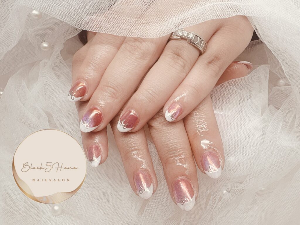 Nail No.3702【リボン×フレンチ】