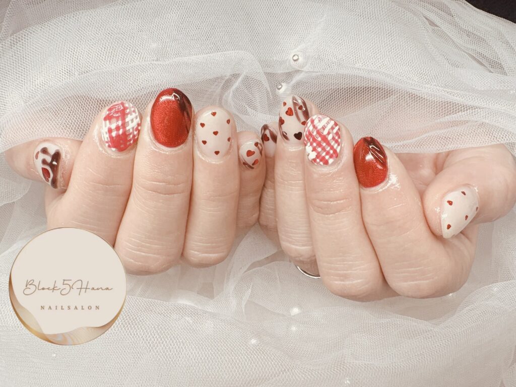 Nail No.3713【バレンタインのレッドマグネット】