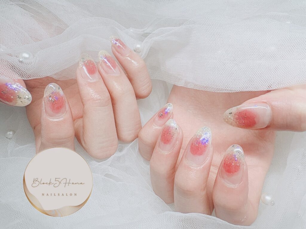 Nail No.3725【オーロラカラーが差し色 チークネイル】