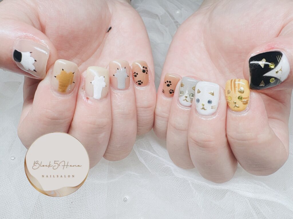 Nail No.3726【手描きニャンズネイル】