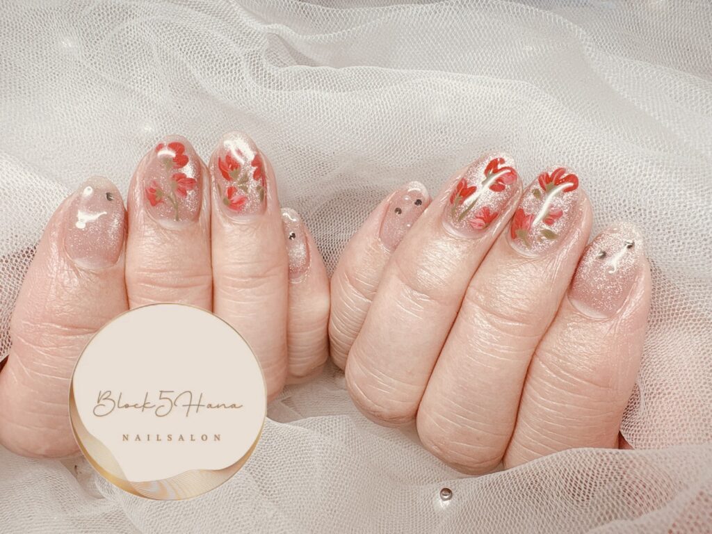 Nail No.3727【大胆なスイートピーネイル】