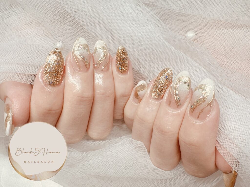 Nail No.3735【ジュエリーライクなゴールドミラー】