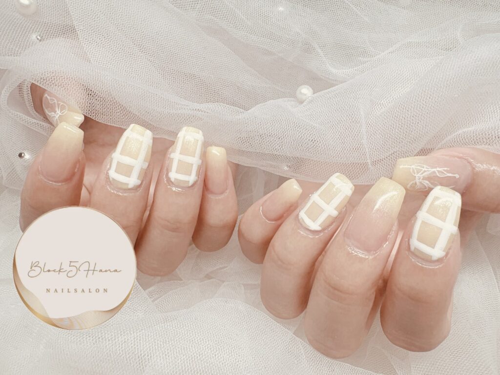 Nail No.3758【春色のチェックネイル】