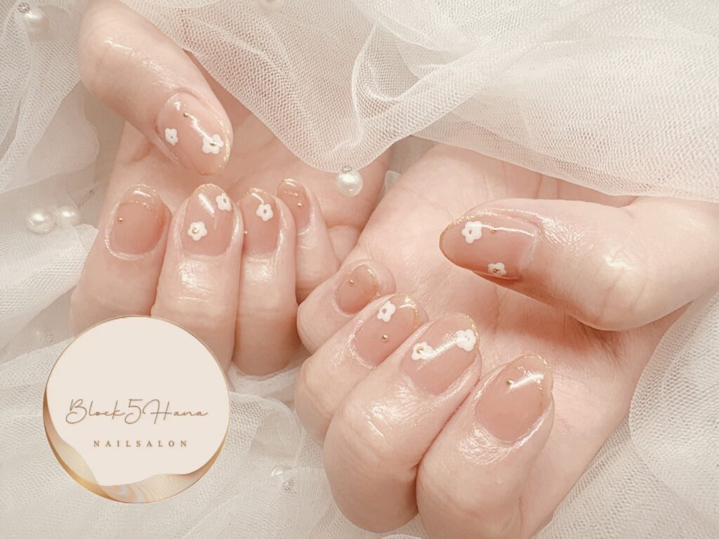 Nail No.3762【血色感カラー×小花】
