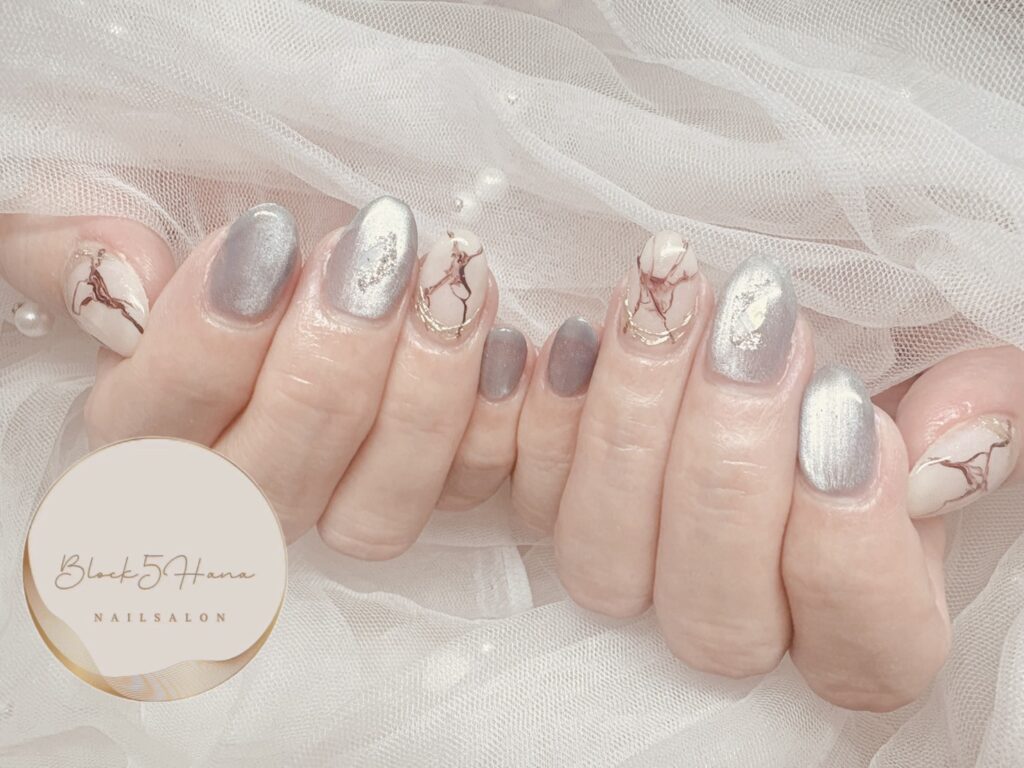 Nail No.3774【大人っぽ大理石ネイル】