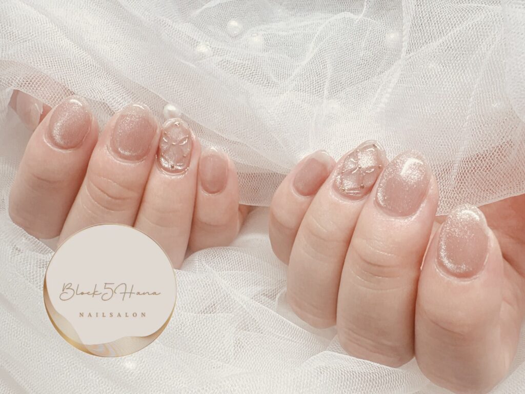 Nail No.3777【ピンクマグベースのキルティング】