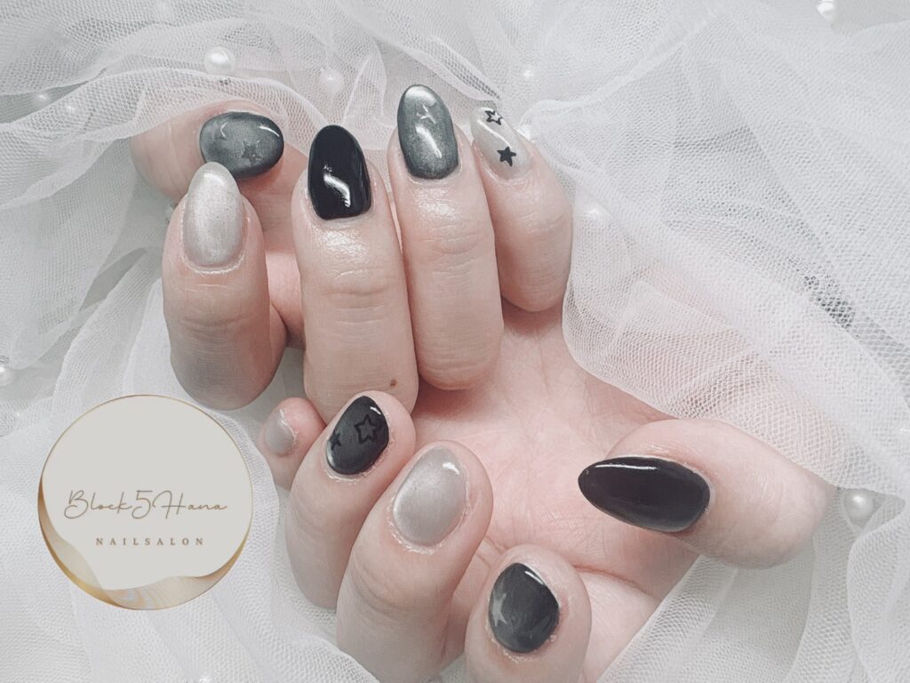 Nail No.3781【カジュアルさも加えたマグネットネイル】