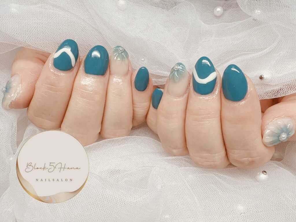 Nail No.3788【クリアなぷっくりお花ネイル】