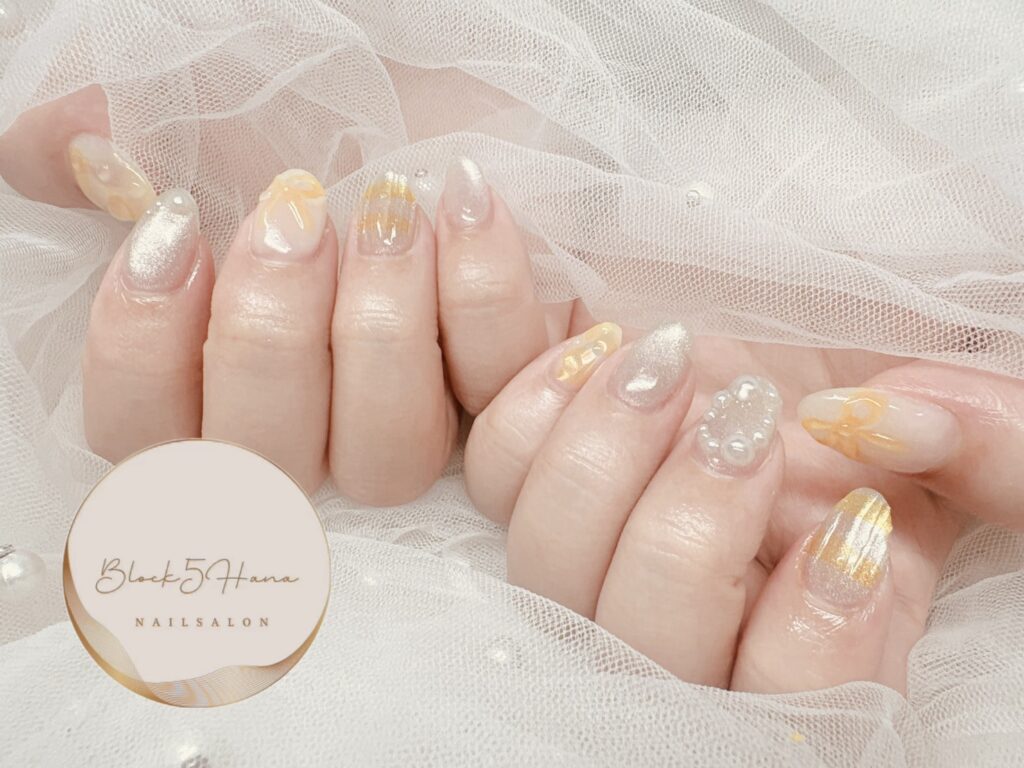 Nail No.3796【白マグ×ミモザイエロー】