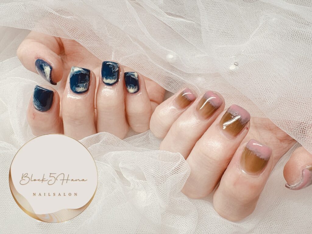 Nail No.3827【はっきりカラーのマーブルネイル】