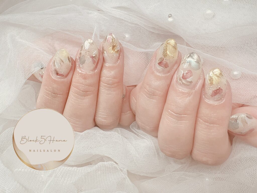Nail No.3838【大人っぽニュアンスのお花ネイル】