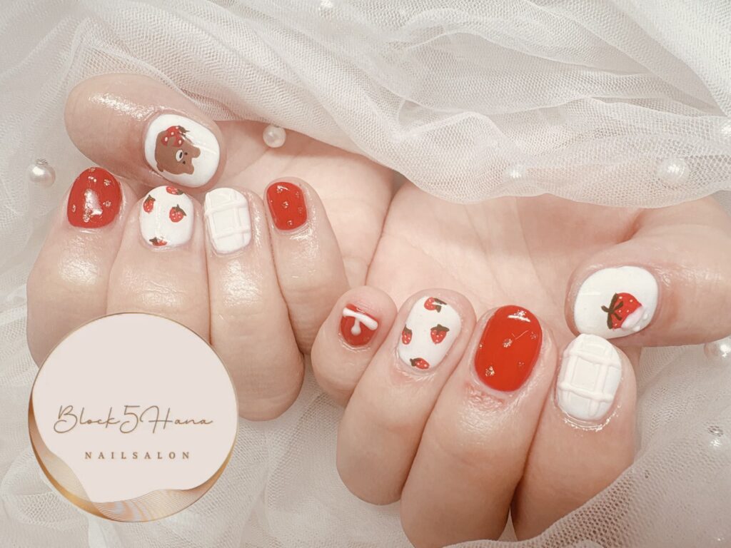 Nail No.3850【ショートネイルも◎ いちごデザイン】