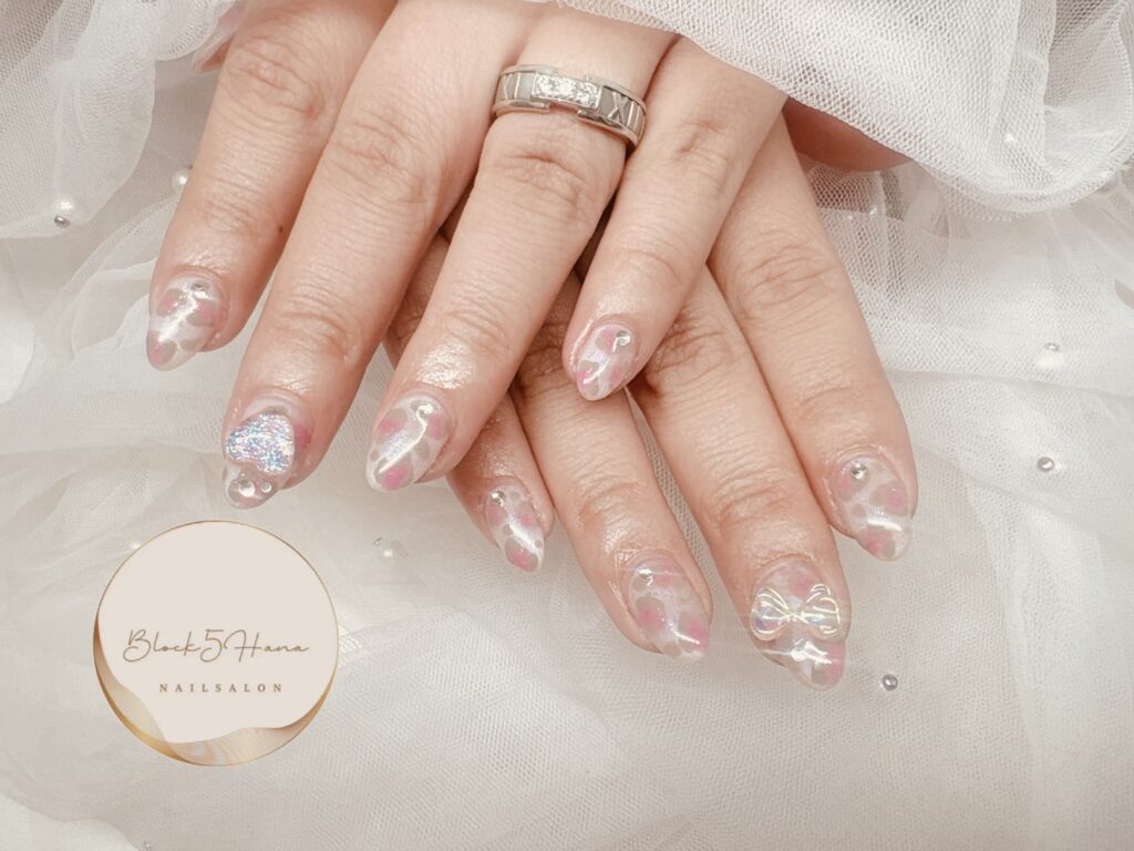 Nail No.3857【透け感レオパード】