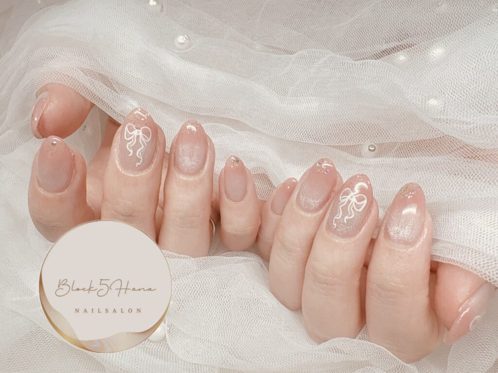 Nail No.3861【リボン×ピンクマグ】