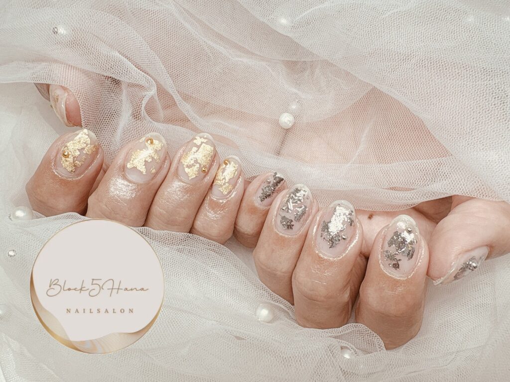 Nail No.3872【金箔と銀箔】