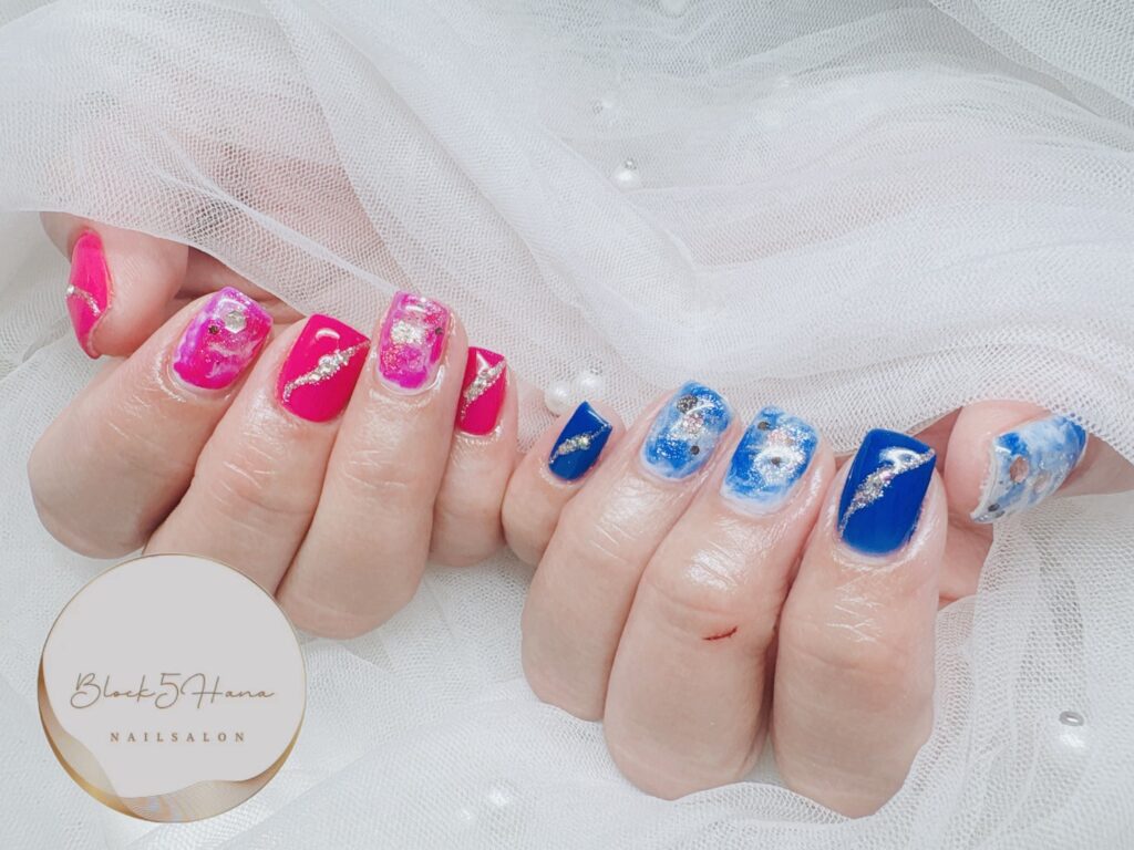 Nail No.3877【ネオンのシンメネイル】