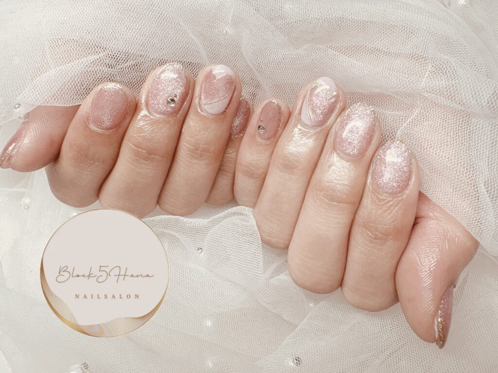 Nail No.3881【桜のようなシャイニーピンクマグネット】