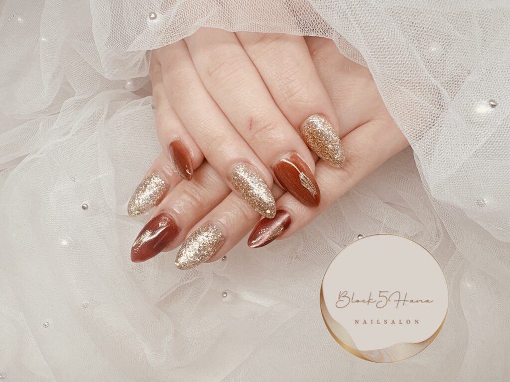 Nail No.3895【大人っぽブラウン+シャンパンゴールドマグネット】