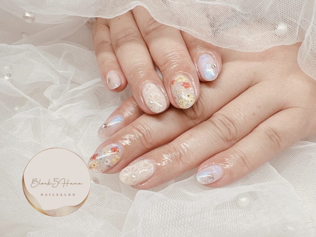 Nail No.3914【レース×お花】