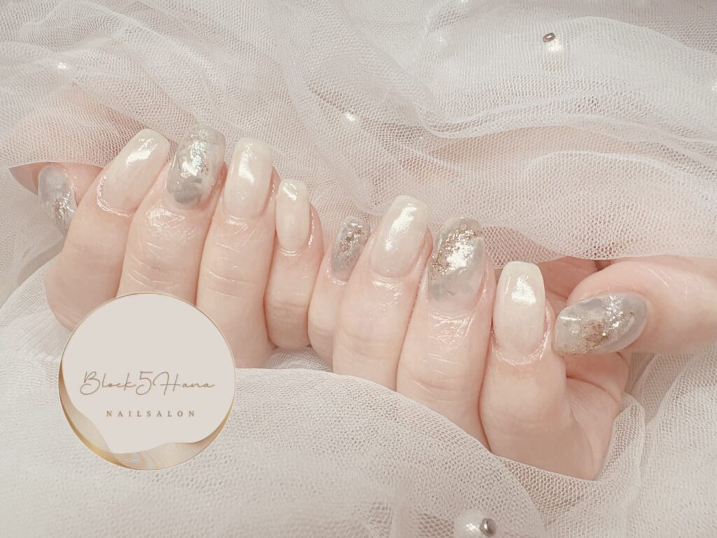 Nail No.3937【ナチュラルカラーの天然石ネイル】