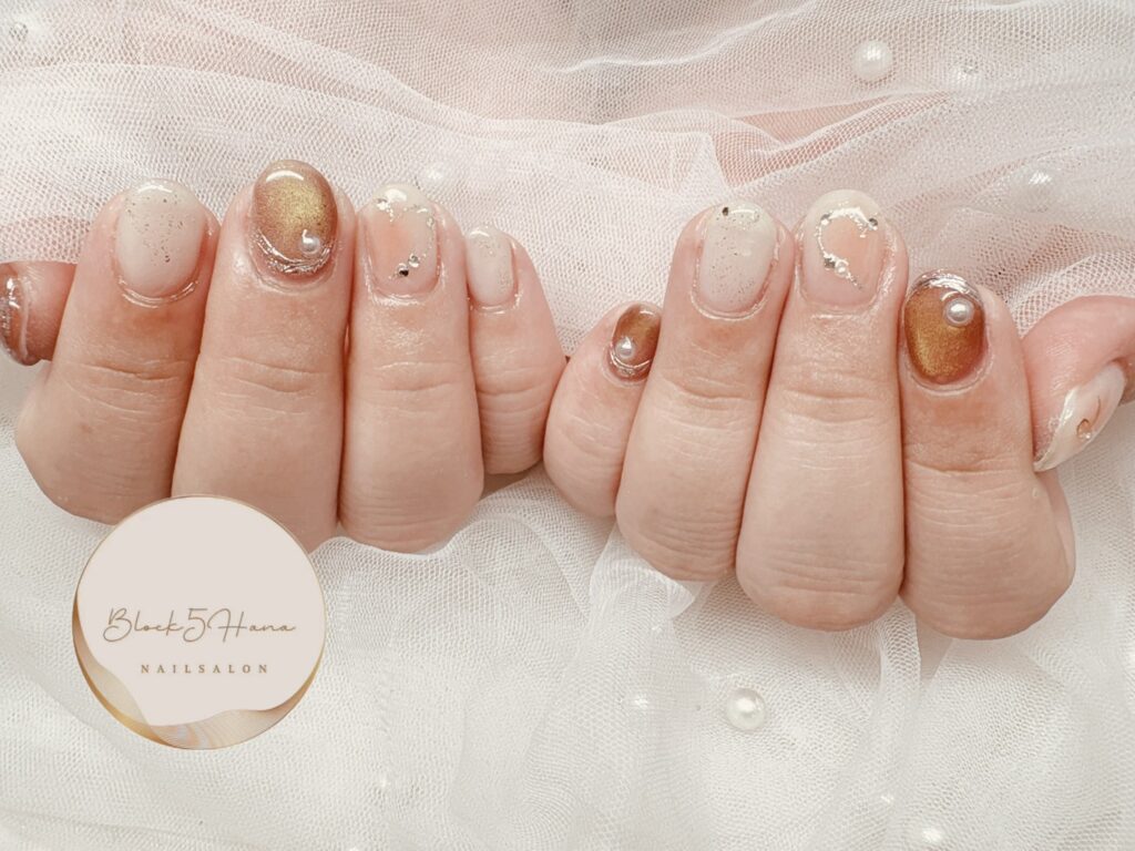 Nail No.3955【甘さ控えめなハートデザイン】