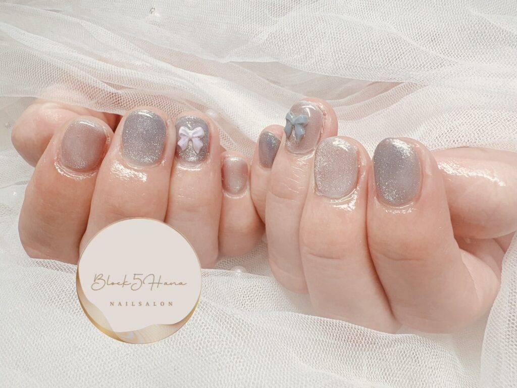 Nail No.3982【ブルーグレー マグネットネイル】