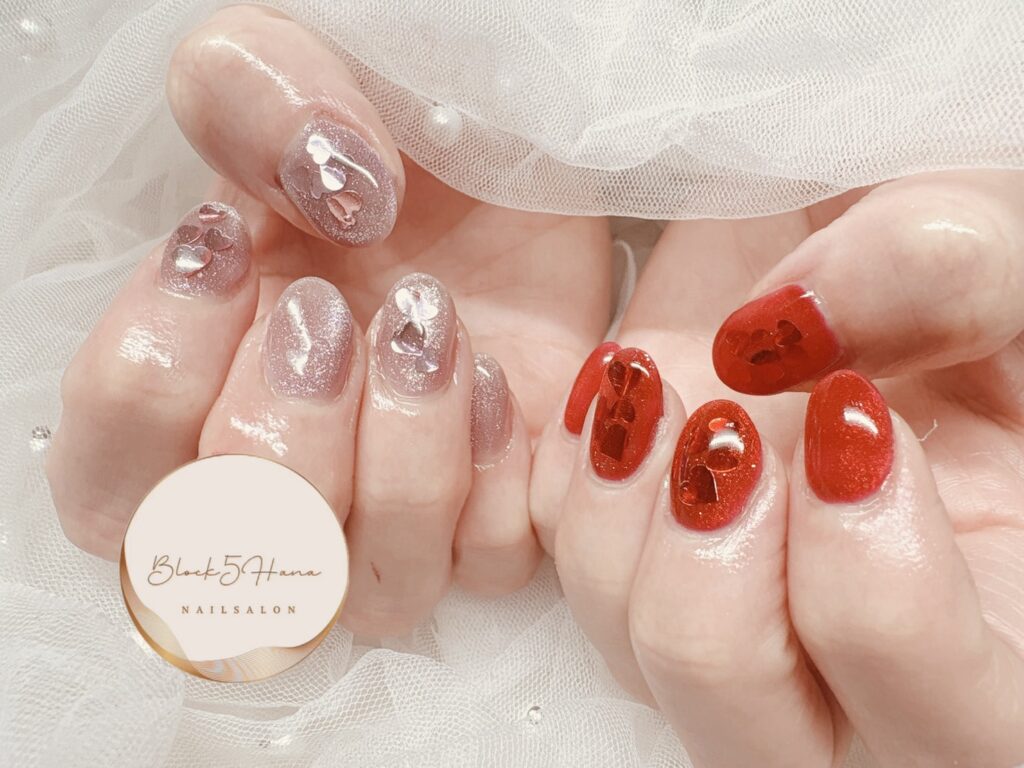 Nail No.4002【ハートホロのマグネットネイル】