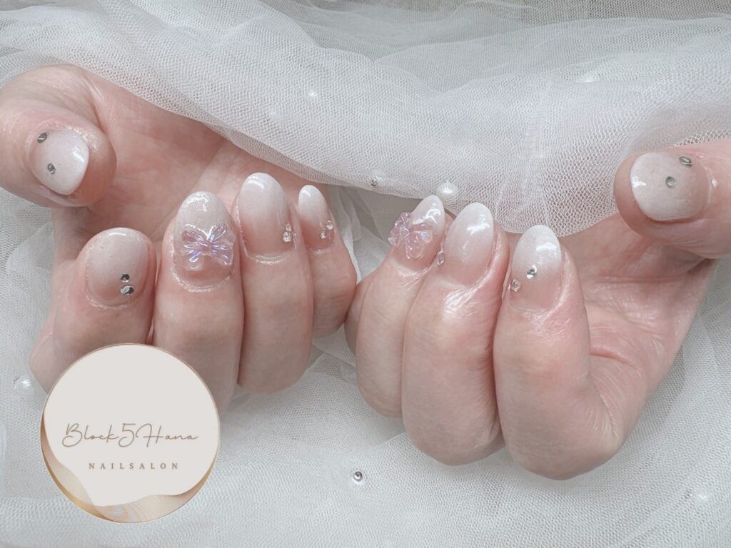 Nail No.4004【リボン×ベイビーブーマ】