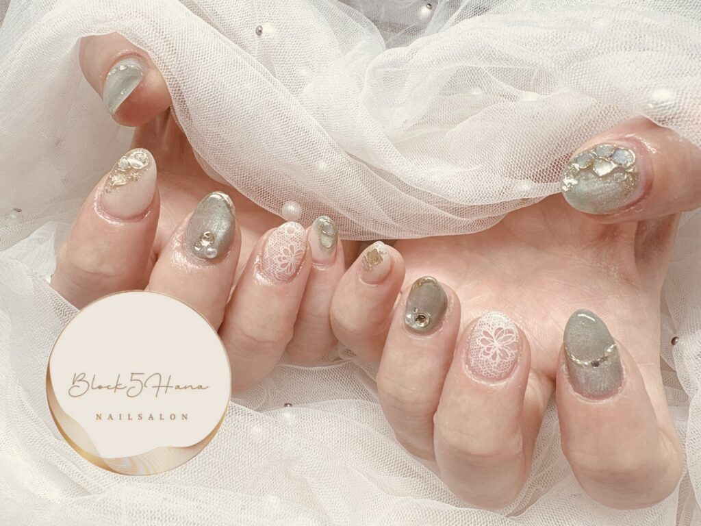 Nail No.4024【カーキとレース】