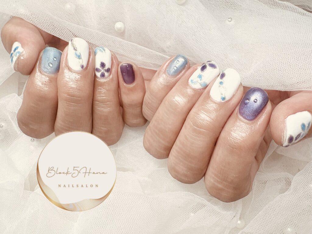 Nail No.4040【涼しげな紫陽花ネイル】