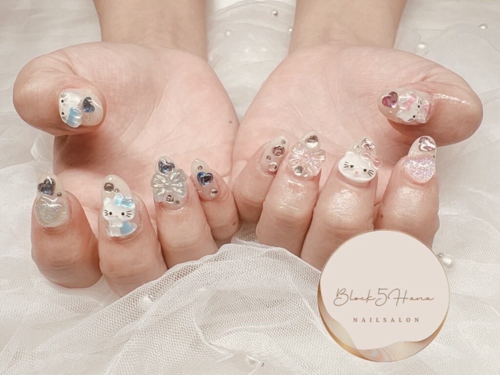 Nail No.4074【クリア×3D キティちゃん】