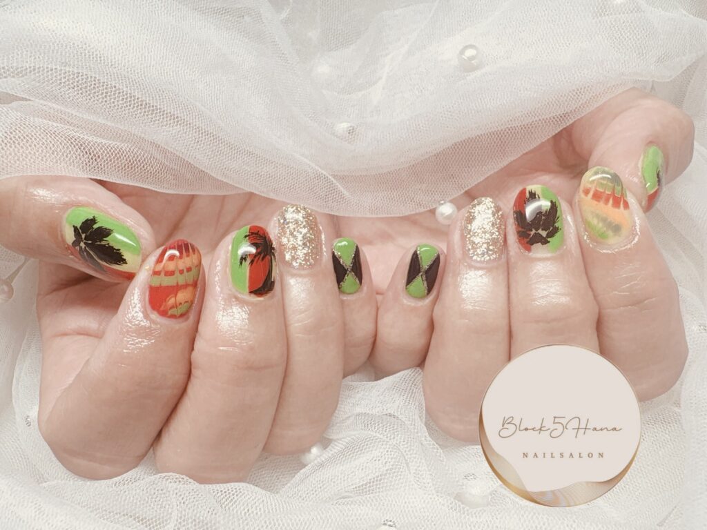 Nail No.4079【華やかなピーコックデザイン】