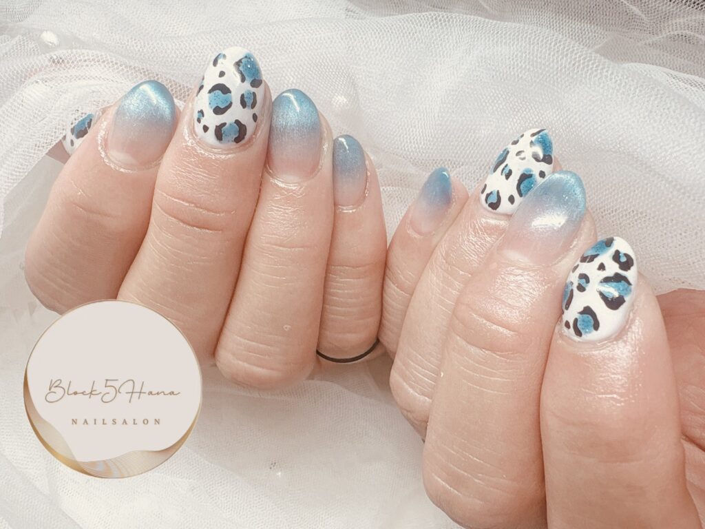Nail No.4083【爽やかなマグネット×レオパード】