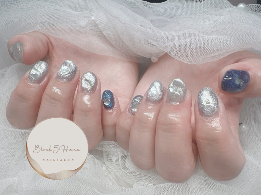 Nail No.4098【神秘的なブルー×シルバーマグネット】