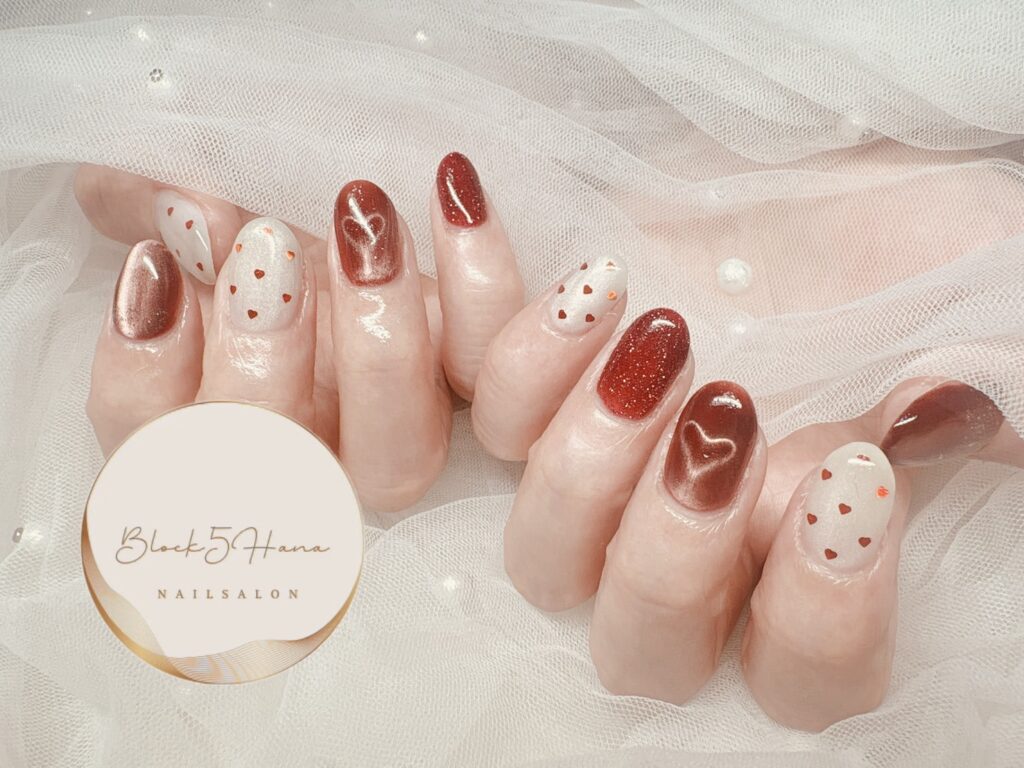 Nail No.4103【マグネットハート型ジェルネイル】
