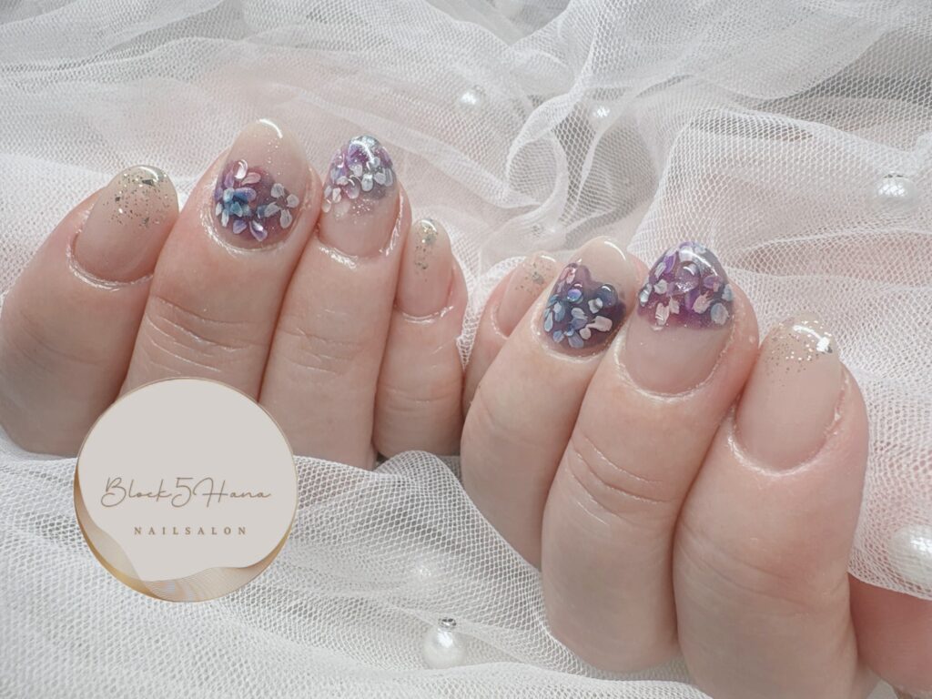 Nail No.4115【雨も楽しく 紫陽花ネイル】