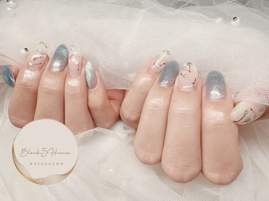 Nail No.4124【さくらんぼ×ブルー】