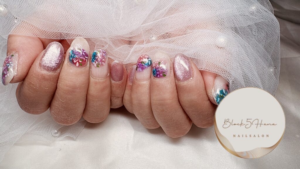 Nail No.4126【色とりどりの紫陽花ネイル】