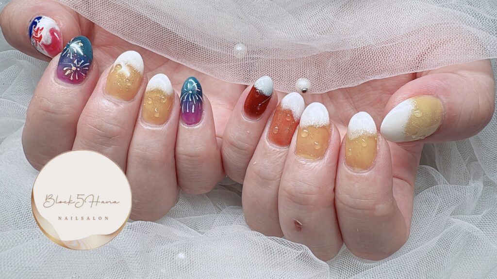 Nail No.4148【この時期ならではのクラフトビール×夏ネイル】